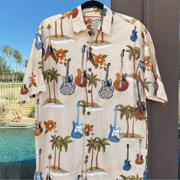 Hilo Hattie Island Rock Guitar+Floral Hawaiian Camp Shirt M - Picture 2 of 10